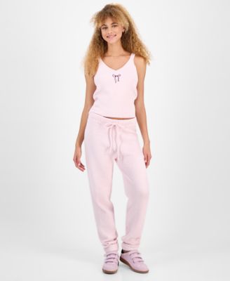 Hippie Rose - Juniors' Teddy-Knit Drawstring Jogger Pants