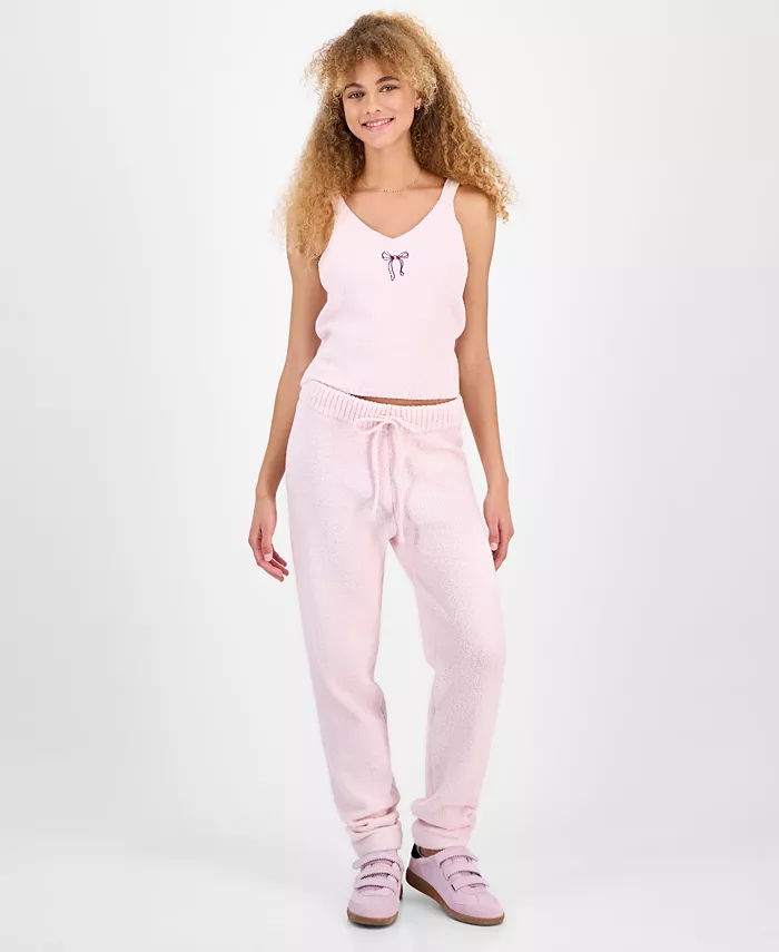 Juniors' Teddy-Knit Drawstring Jogger Pants