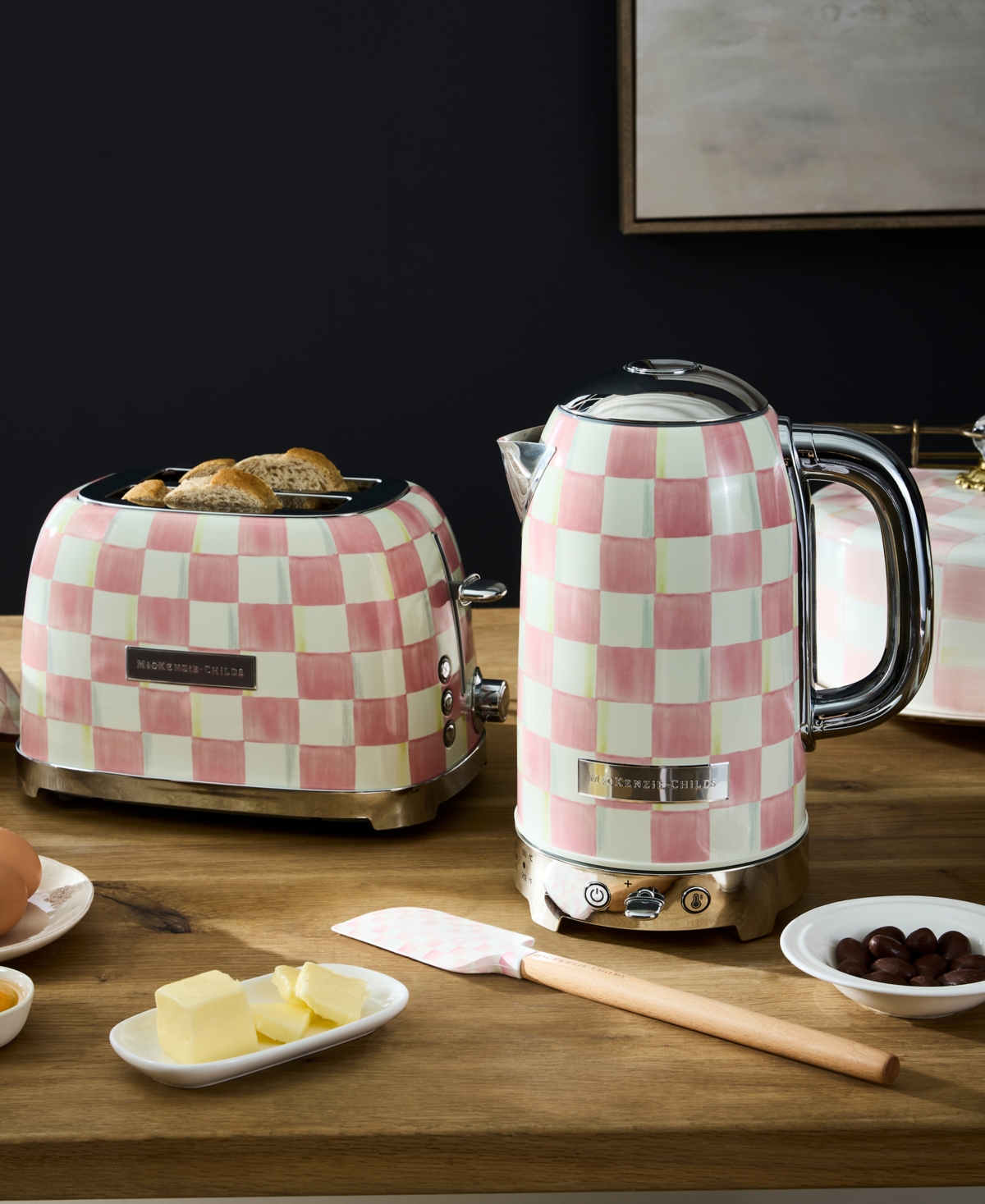 MacKenzie-Childs Rosy Check Electric Kettle