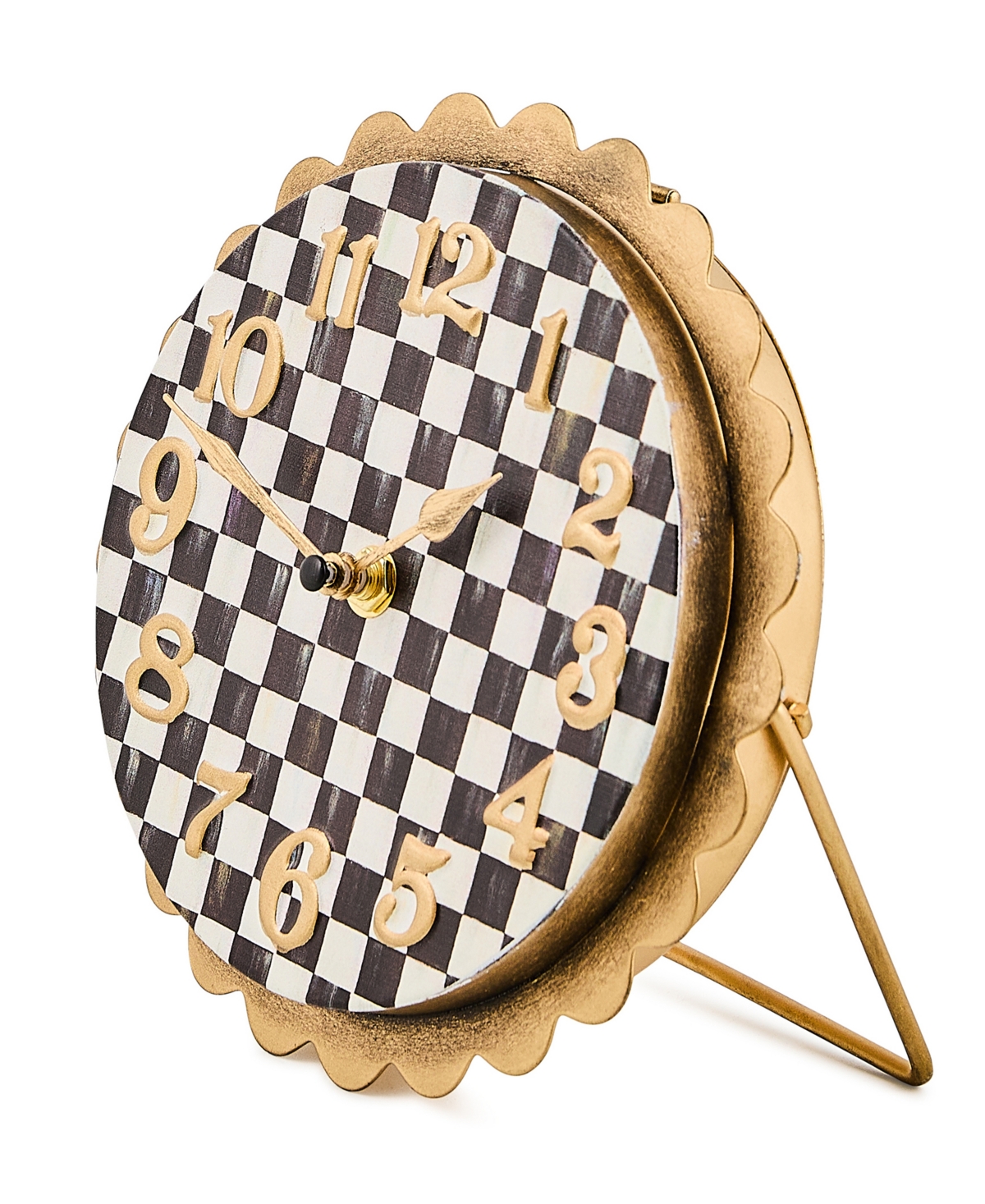 Mackenzie-childs Courtly Check Scalloped Desk Clock In Multi