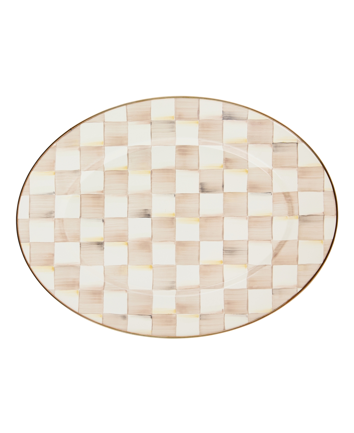 Mackenzie-childs Mocha Check Medium Oval Platter In Multi