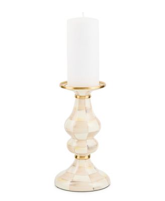 Mocha Check Medium Pillar Candlestick