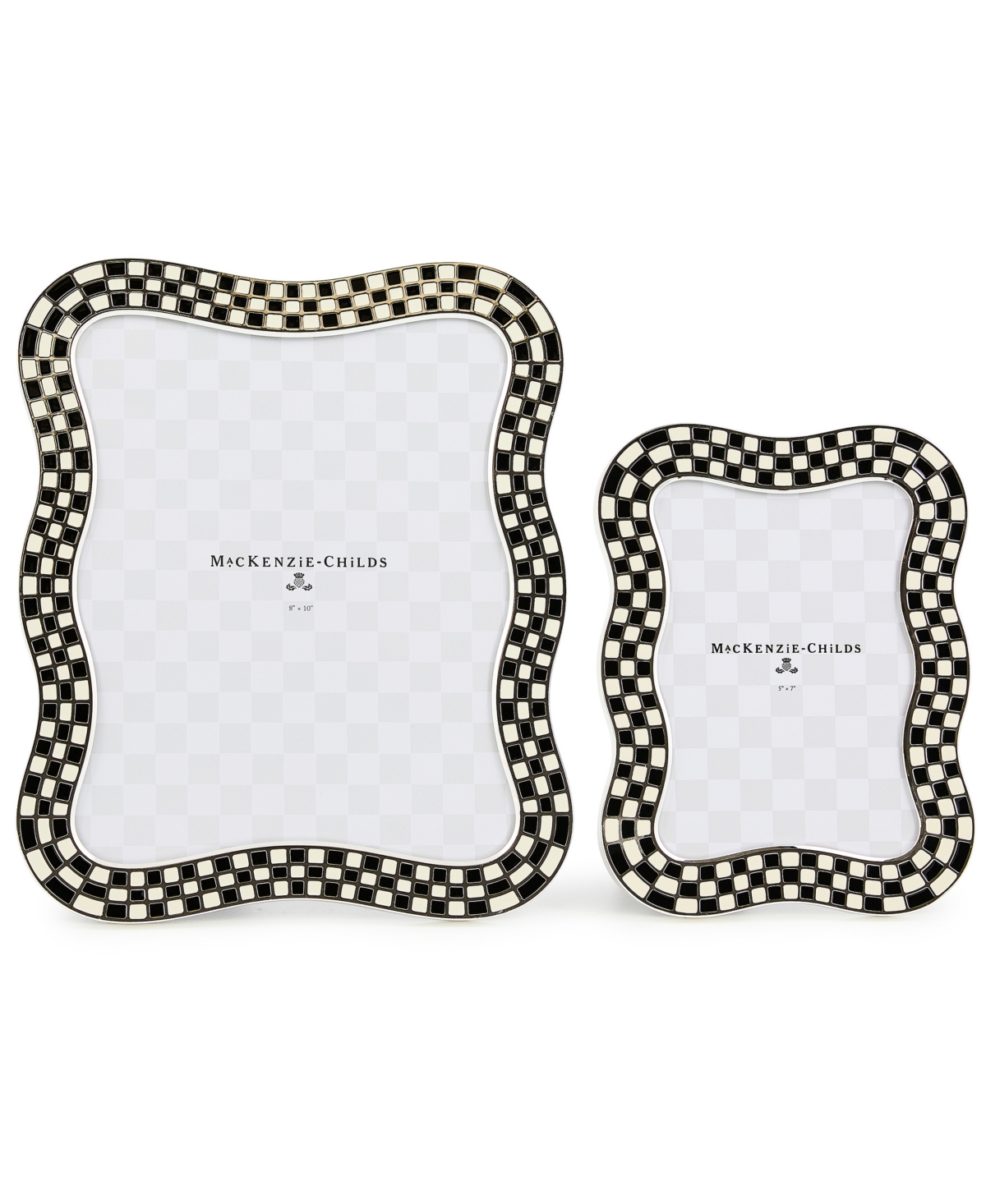 Mackenzie-childs Wavy Check Silver Plated Frame, 5"x 7" In Multi