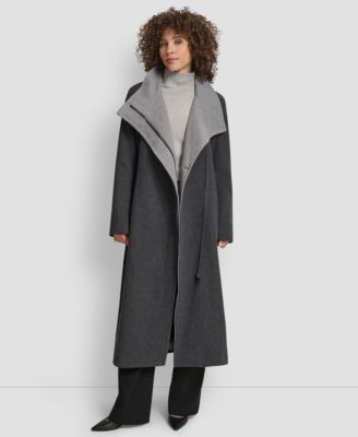 Women's Wing Collar Asymmetrical Wrap Coat
