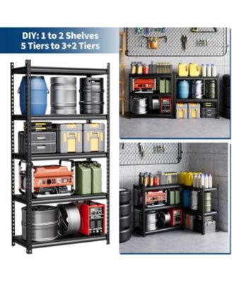 5-Tier Steel Garage Shelving Unit, 48"W x 16"D x 72"H, Adjustable Steel Utility Storage Rack with Metal Shelves, 770 Lbs/Shelf Capacity, for Garage, Warehouse, Pantry & Basement, Heavy Duty, Black