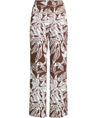 Women's Plus Size Rayon High Rise Wide Leg Pants - Set Bottom