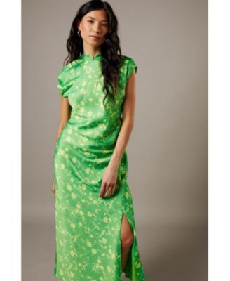 Women's Crinkle Satin Button Side Midi Dress