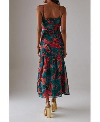 Women's Chiffon Gathered Channel Midi Dress