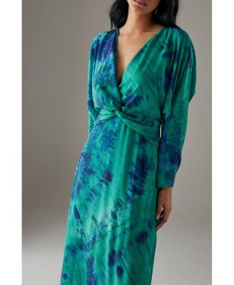 Women's Chiffon Wrap Knot Front Maxi Dress