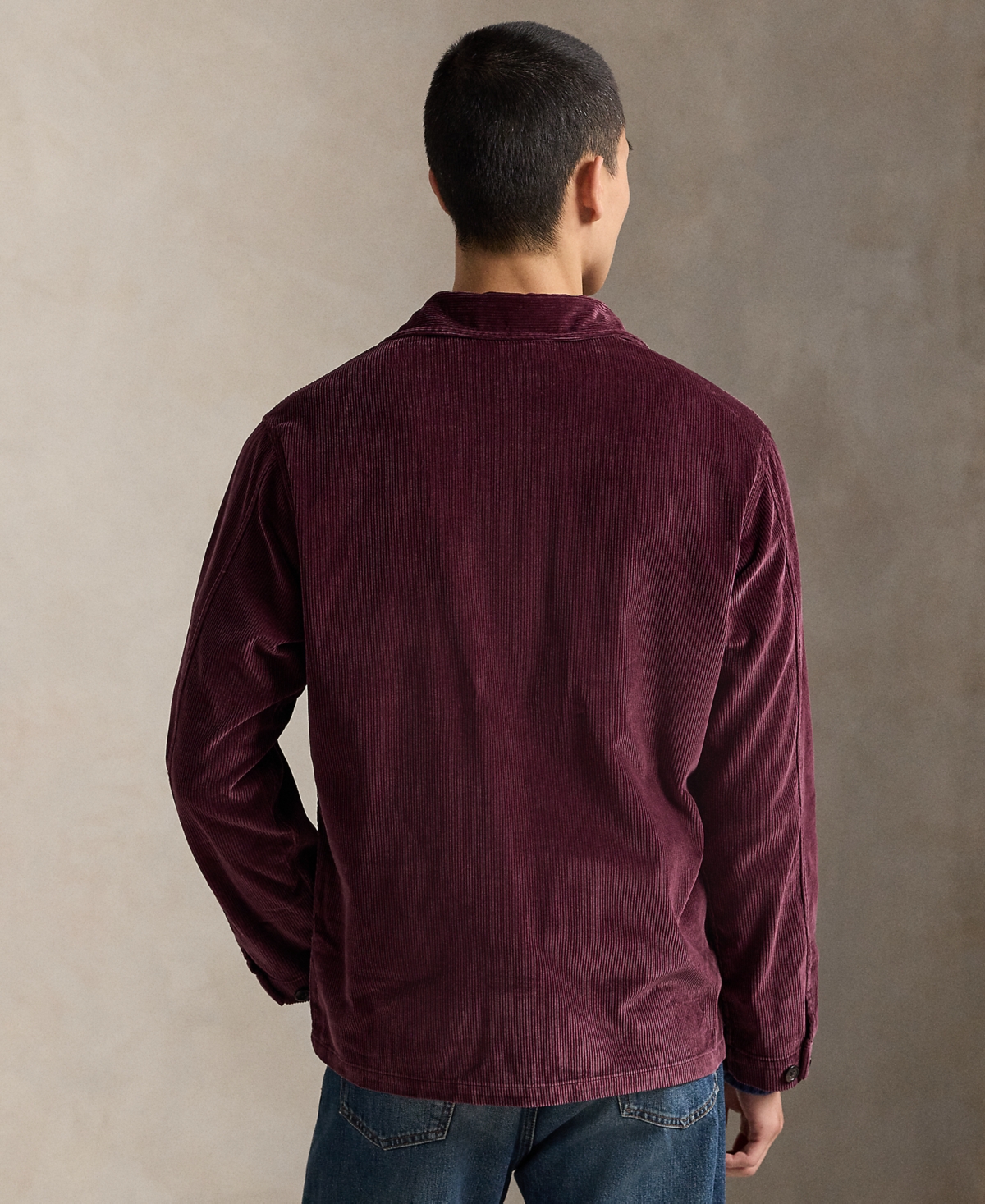 Polo Ralph Lauren Men's Corduroy Utility Long Sleeve Overshirt In Burgundy