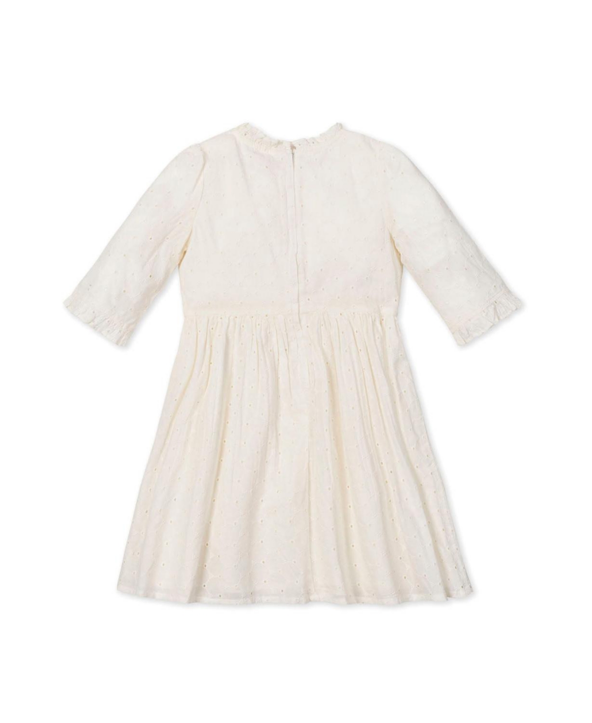 Hope & Henry Little and Big Girls' Organic Flutter Sleeve Tiered Eyelet Dress