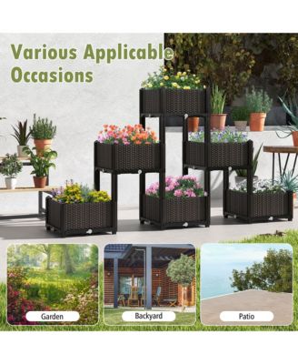 6 PCS Elevated Plastic Raised Garden Bed Planter Kit