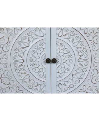 60" White Accent Storage Cabinet with 4 Doors