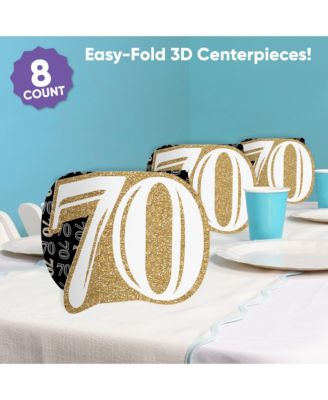 Freestanding 3D Gold 60th Birthday Centerpiece Table Decorations - 8 Count