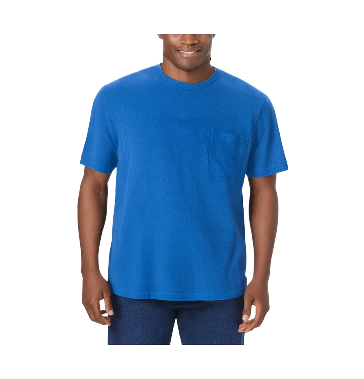 KingSize Men's Big & Tall Shrink-Less Lightweight Pocket Crewneck T-Shirt - Heather ultra blue