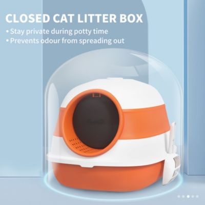 Covered Cat Litter Box with Lid Two Way Door
