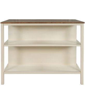 CASAINC 45" Solid Wood Butcher Block with Open Shelves Kitchen Island