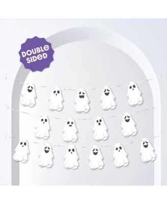 Spooky Ghost Garland Banner, 30 Feet of Cord, 15 Paper Ghost Shapes