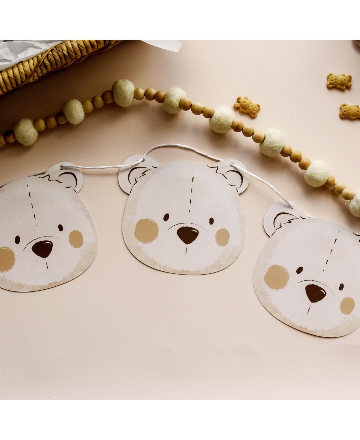 Big Dot of Happiness We Can Bearly Wait Garland Banner, 15 Feet of Cord, 15 Paper Teddy Bear Faces