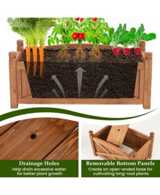Wooden Raised Garden Bed Elevated Outdoor Planter Box w/ Drainage Holes for Patio