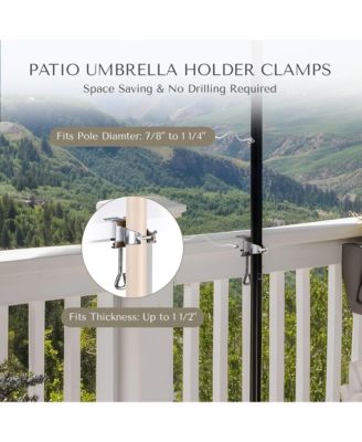 2 Pack Portable Deck Umbrella Mount Clamp Stand Holder for Outdoor Balcony Railing Bench Fence Mobile Cart