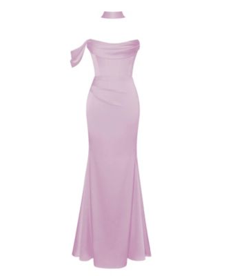 Women's Ivona Mauve Halter Neck Double Duchess Satin Gown