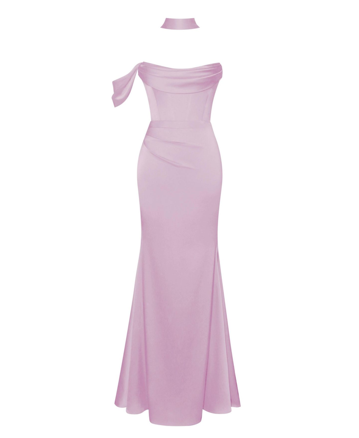 Женское платье Miss Circle Ivona Mauve Halter Neck Double Duchess Satin Gown, цвет: Розовато-лиловый фиолетовый — фото 6