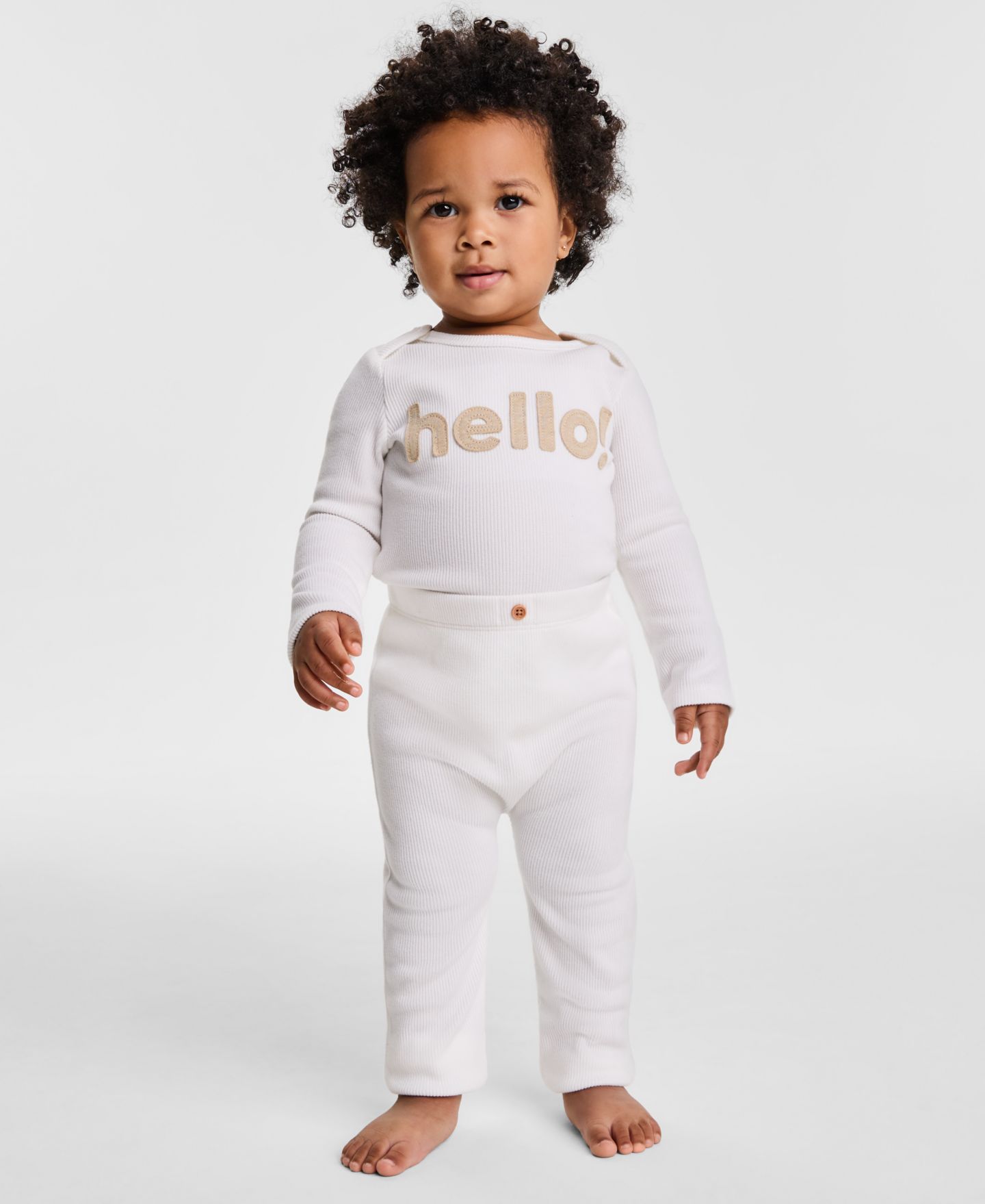 Детские брюки First Impressions Everyday Baby Essentials из ребристого начёса, цвет: Белый — фото 4