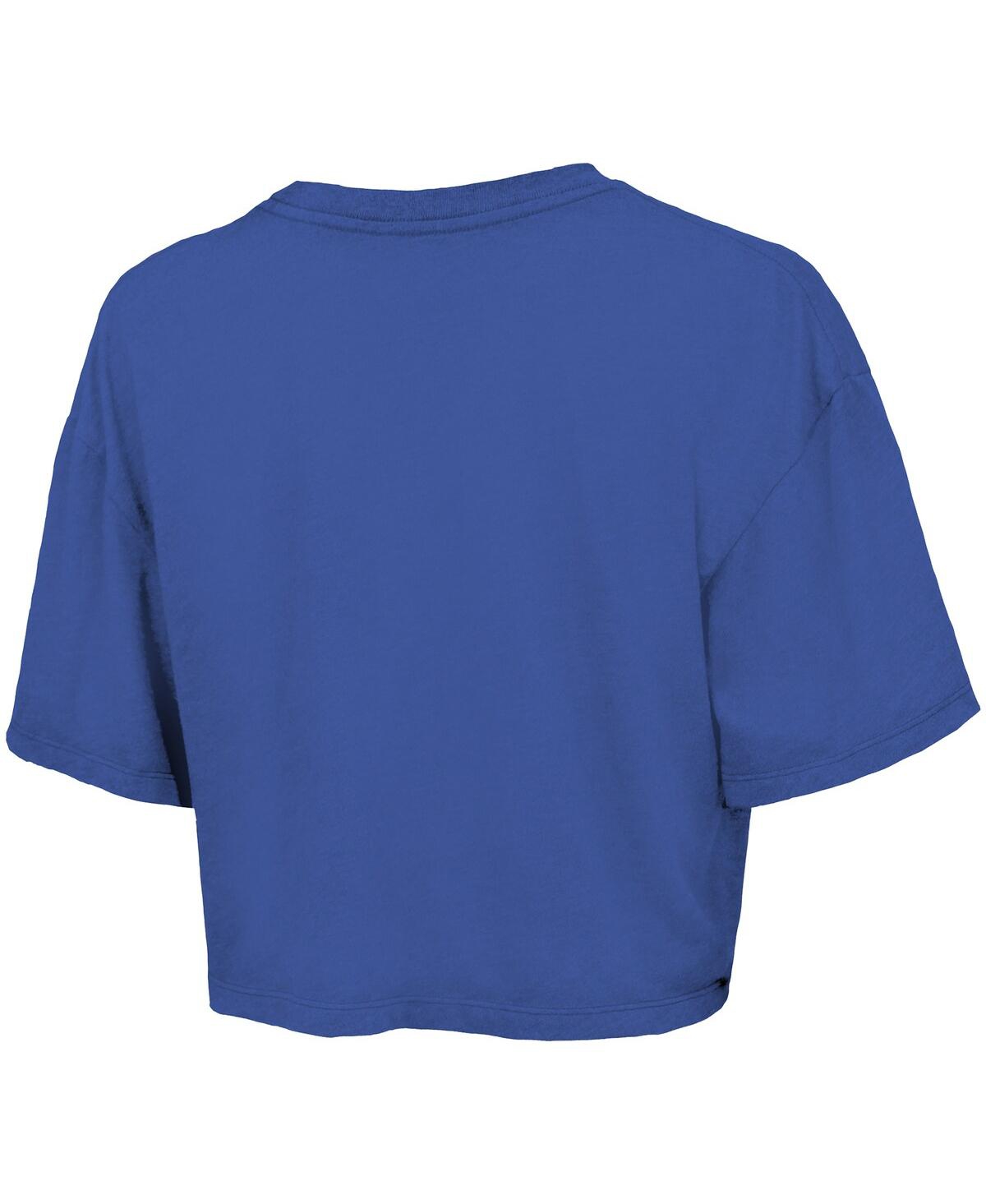 Majestic Threads Royal New York Mets Boxy Crop T-shirt In Blue