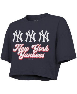 Women's Navy New York Yankees Boxy Crop T-Shirt