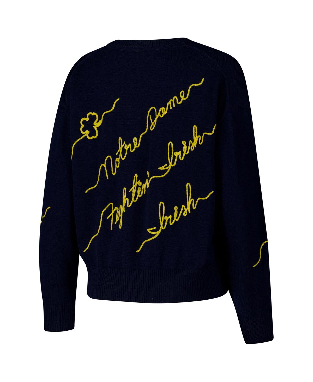 Kadyluxe Women's Navy Notre Dame Fighting Irish Love Note Pullover Sweater In Blue