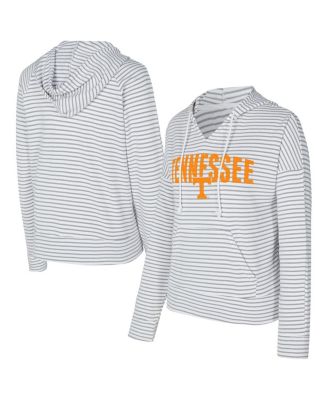Concepts Sport - Men's White/Gray Tennessee Volunteers French Terry Striped V-Neck Pullover Hoodie