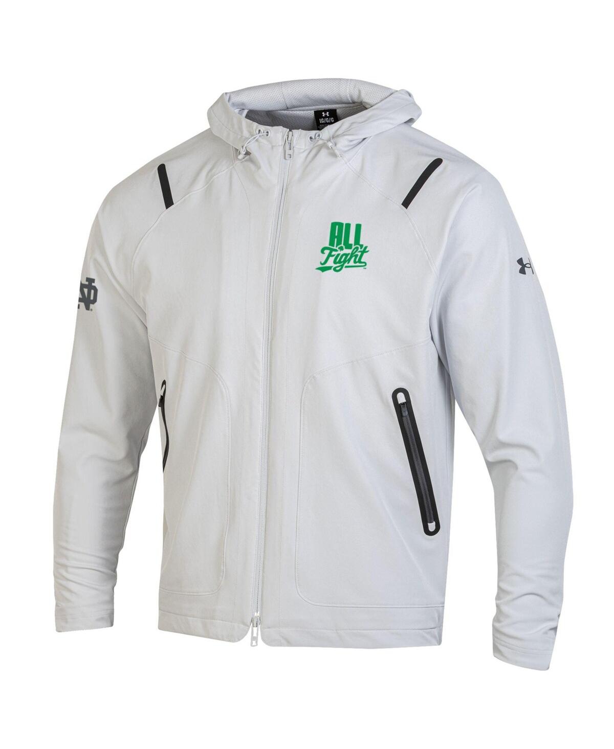 Under Armour Men's White Notre Dame Fighting Irish All Fight Unstoppable Full-zip Hooded Jacket In White