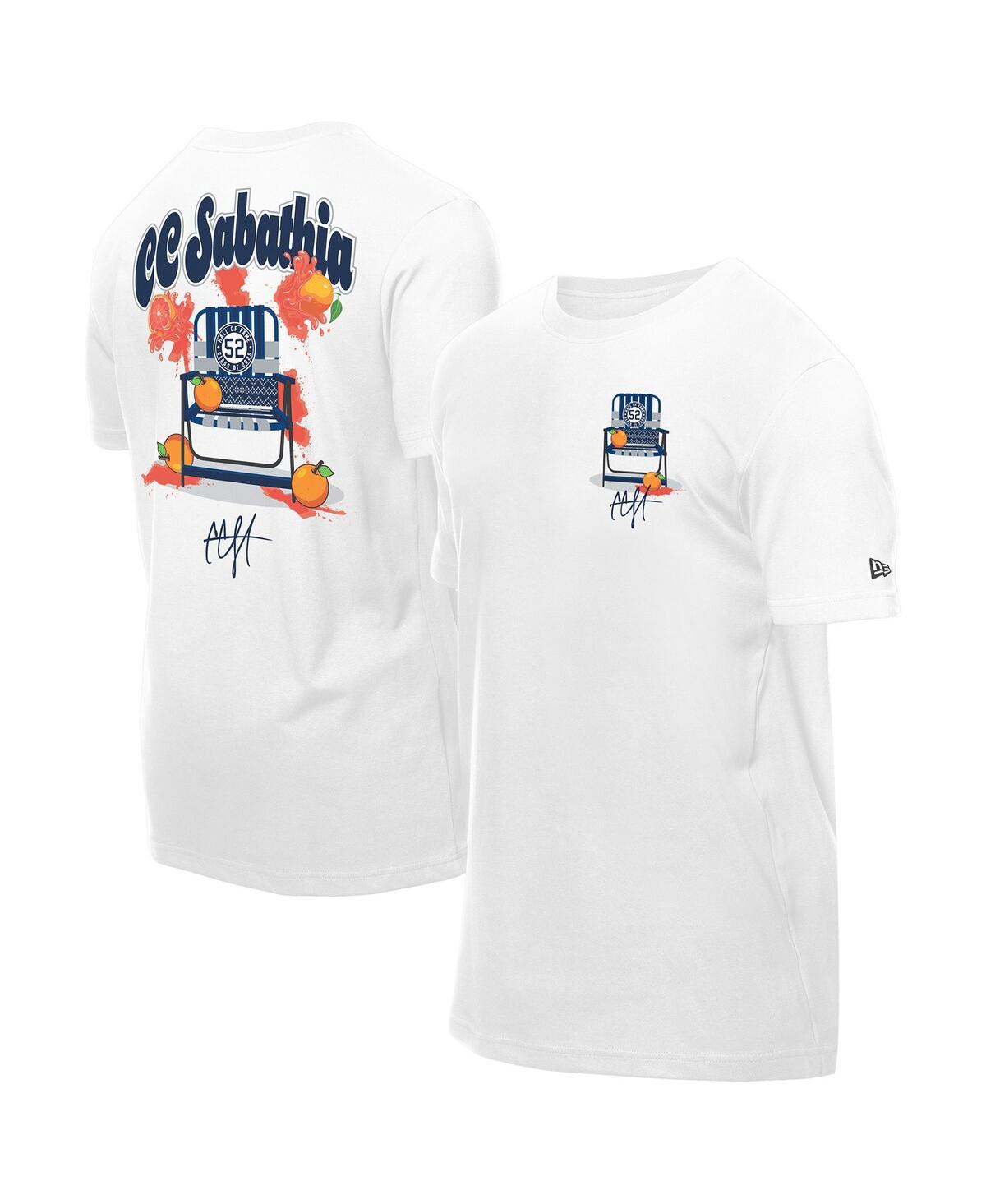 New Era Men's Cc Sabathia White New York Yankees 2025 National Baseball Hall Of Fame Grapefruit Chair T-shir In White