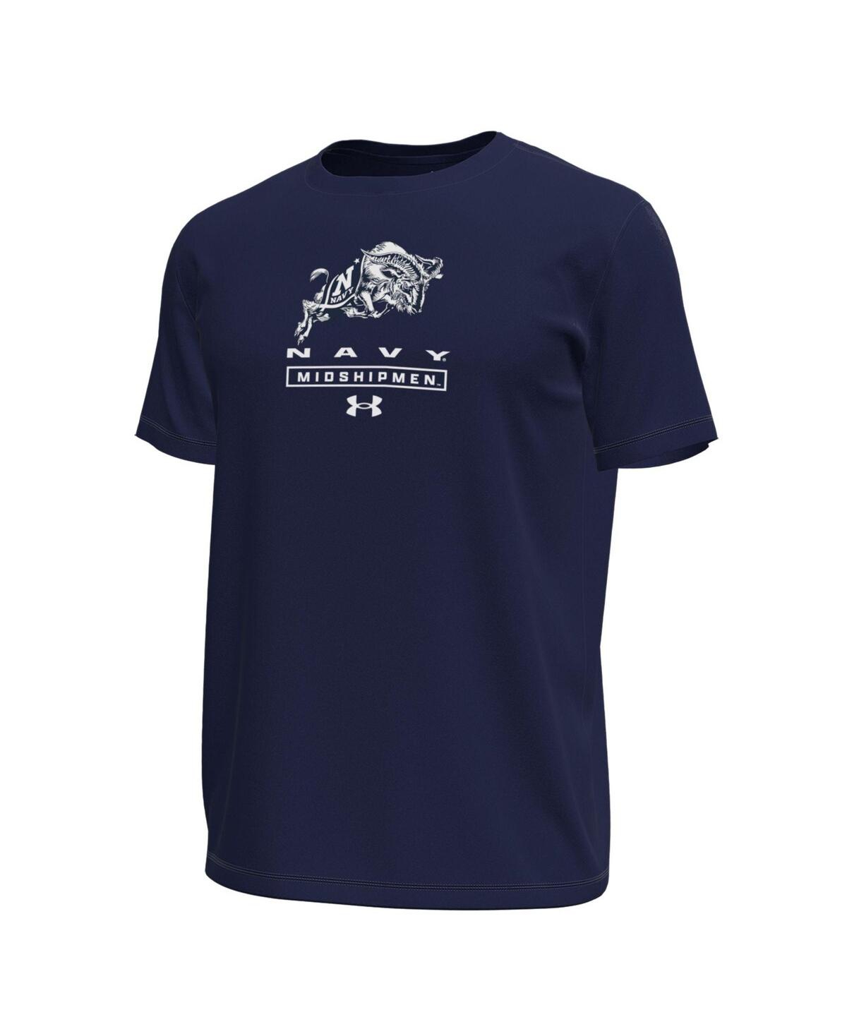 Under Armour Men's Navy Midshipmen Stack Stretch Performance T-shirt In Blue