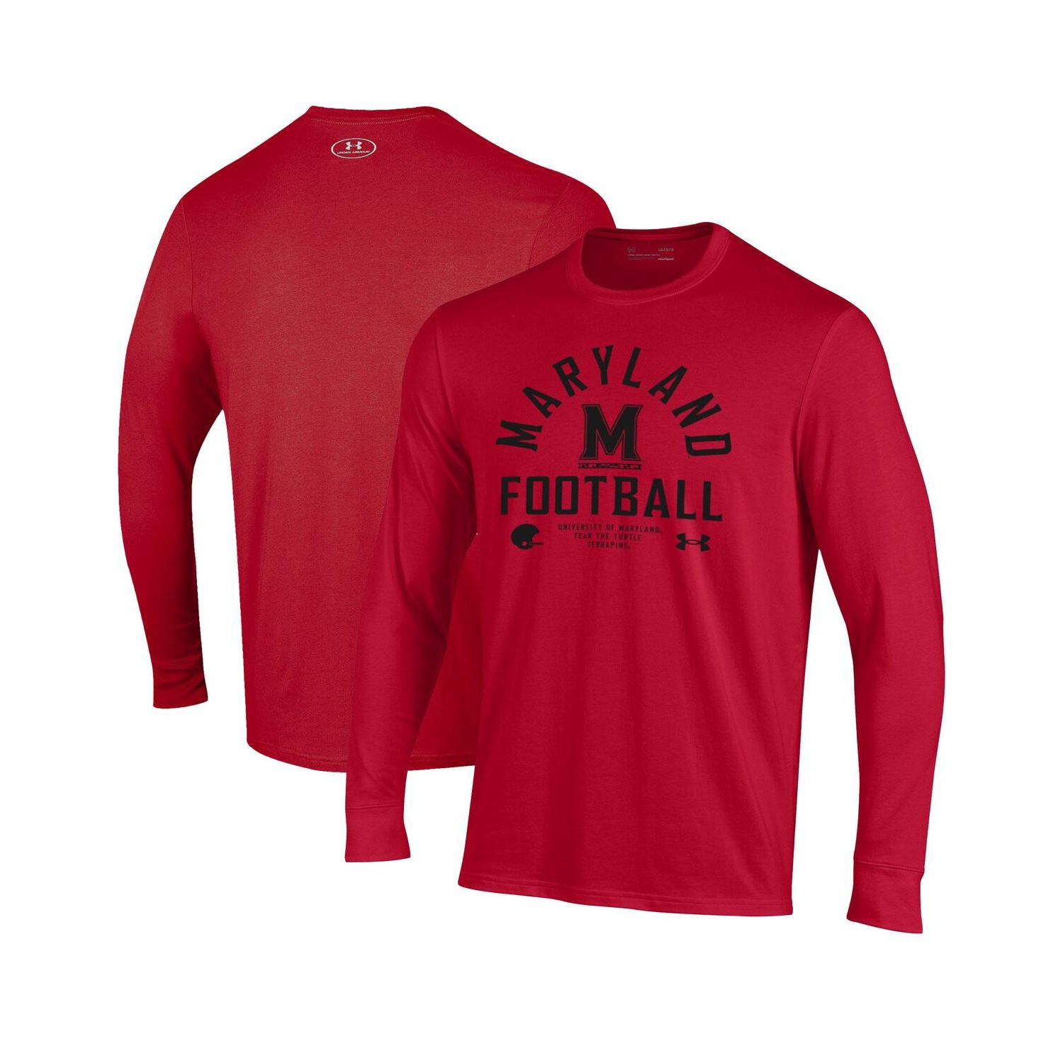 Men's Red Maryland Terrapins 2025 Sideline Football Performance Long Sleeve T-Shirt