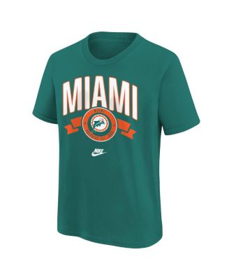 Big Boys and Girls Aqua Miami Dolphins Rewind Front Back Essential T-Shirt