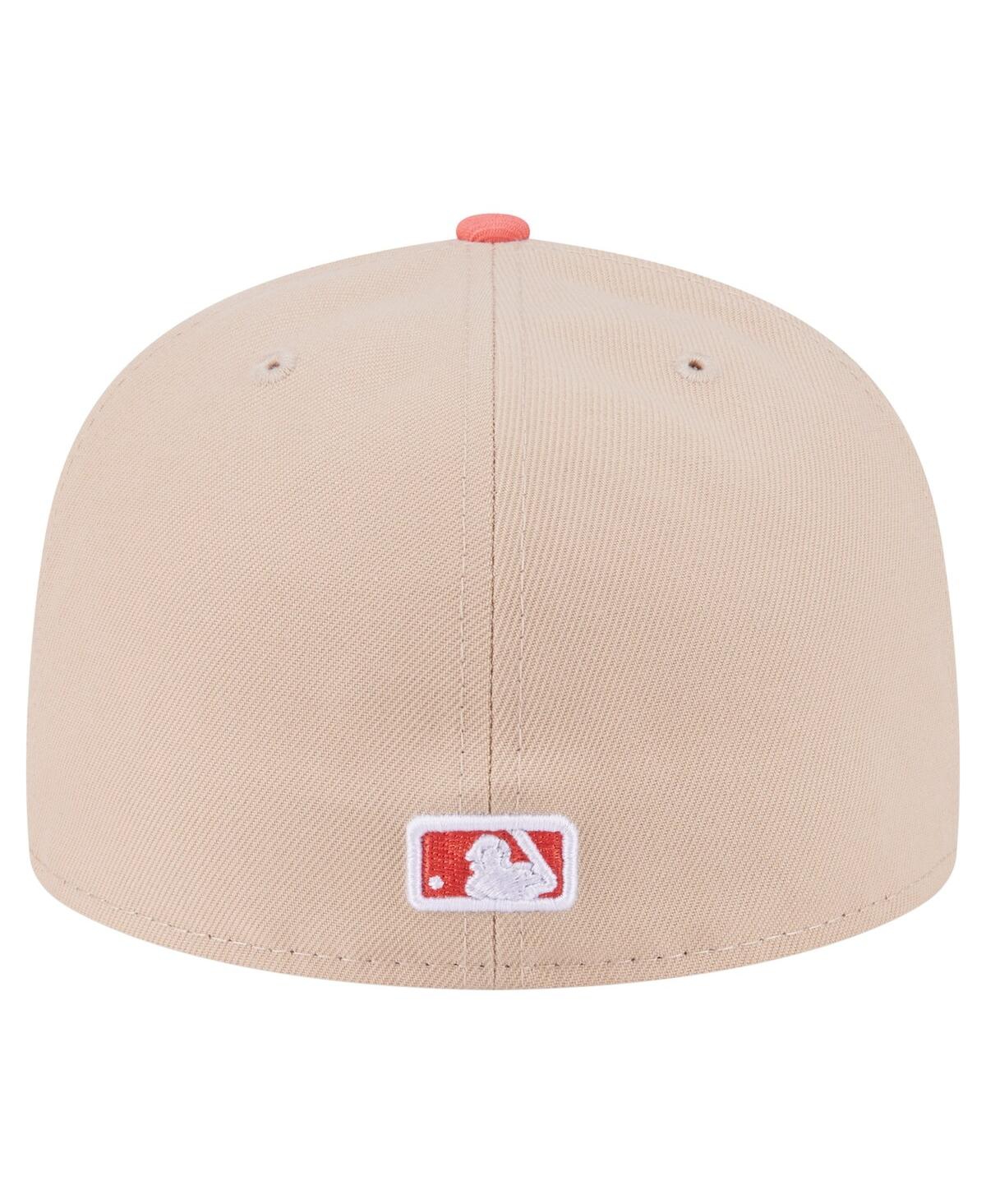 New Era Men's Light Beige/coral Chicago Cubs Two-tone Color Pack A-frame 59fifty Fitted Hat In Pink