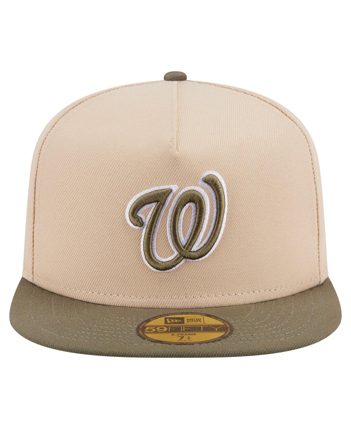New Era Men's Light Beige/olive Washington Nationals Two-tone Color Pack A-frame 59fifty Fitted Hat In Multi