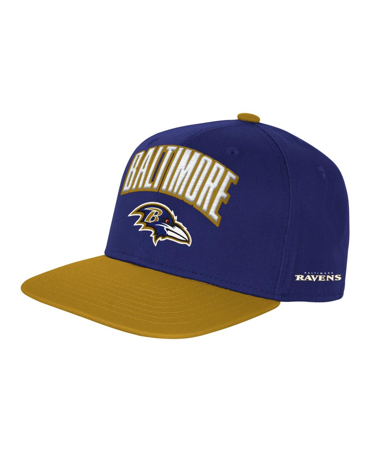 Outerstuff Big Boys And Girls Purple Baltimore Ravens Essentials Adjustable Hat In Black