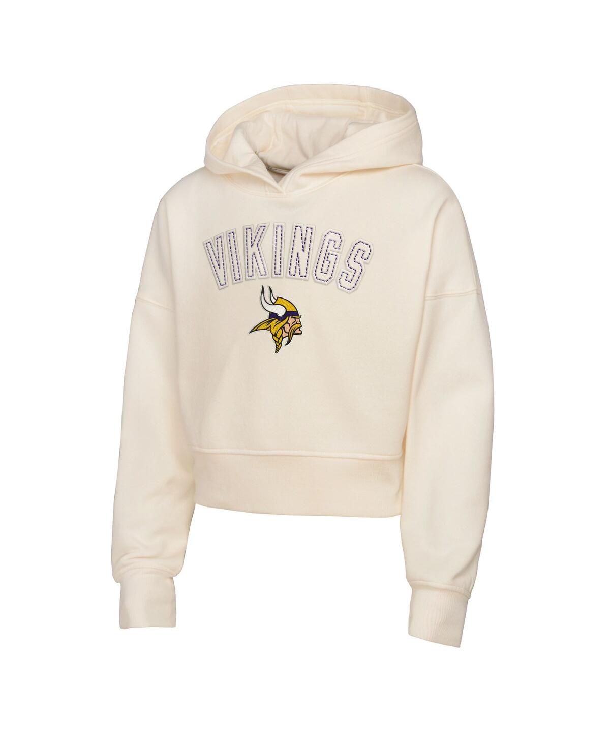 Outerstuff Big Girls Cream Minnesota Vikings Oversized Cropped Blitz Hoodie In Neutral