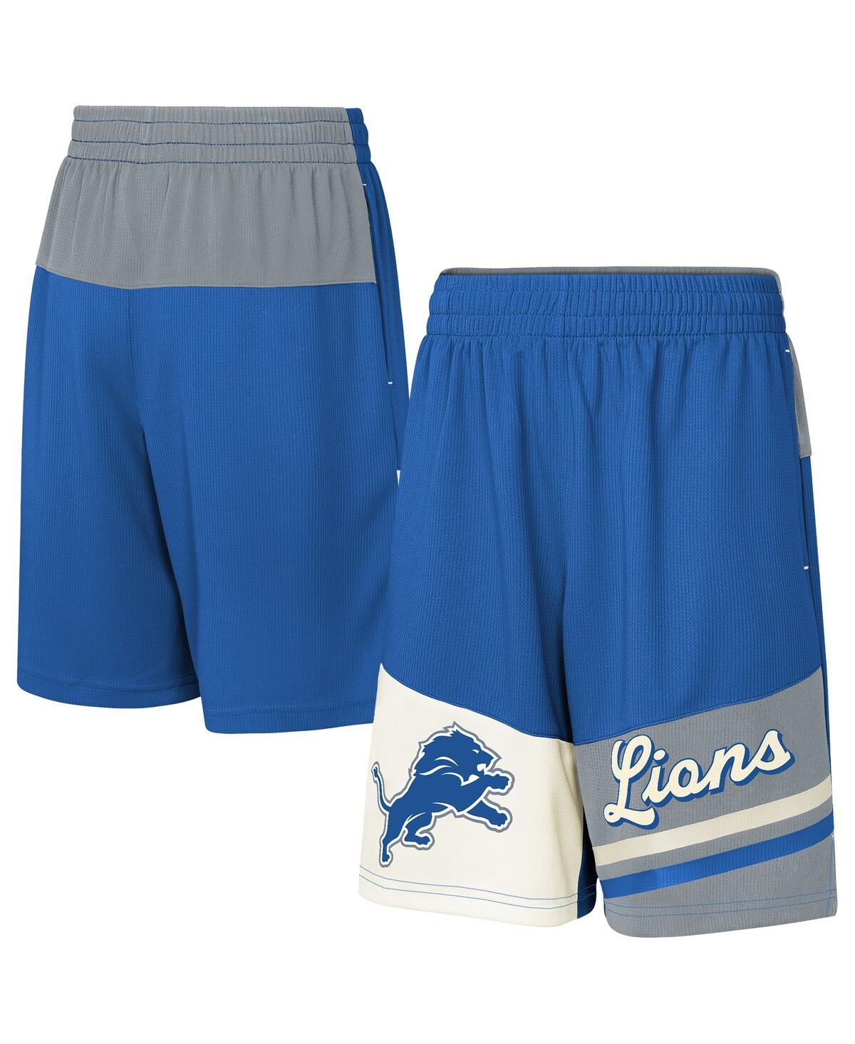 Outerstuff Big Boys And Girls Blue Detroit Lions Fandemonium Mesh Shorts In Blue
