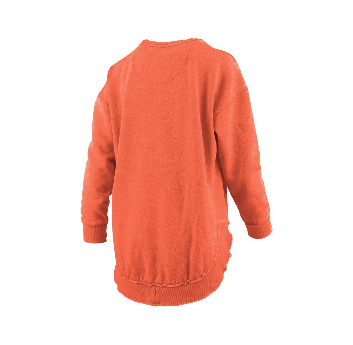 Women's Orange Clemson Tigers M&eacute;lange Poncho Vintage Fleece Long Sleeve Pullover Sweatshirt