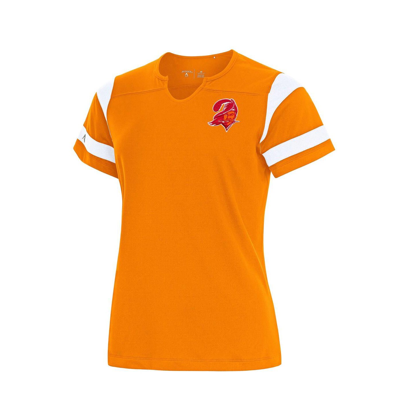 Женский топ Antigua Orange Tampa Bay Buccaneers Encounter Short Sleeve Notch Neck — фото 1