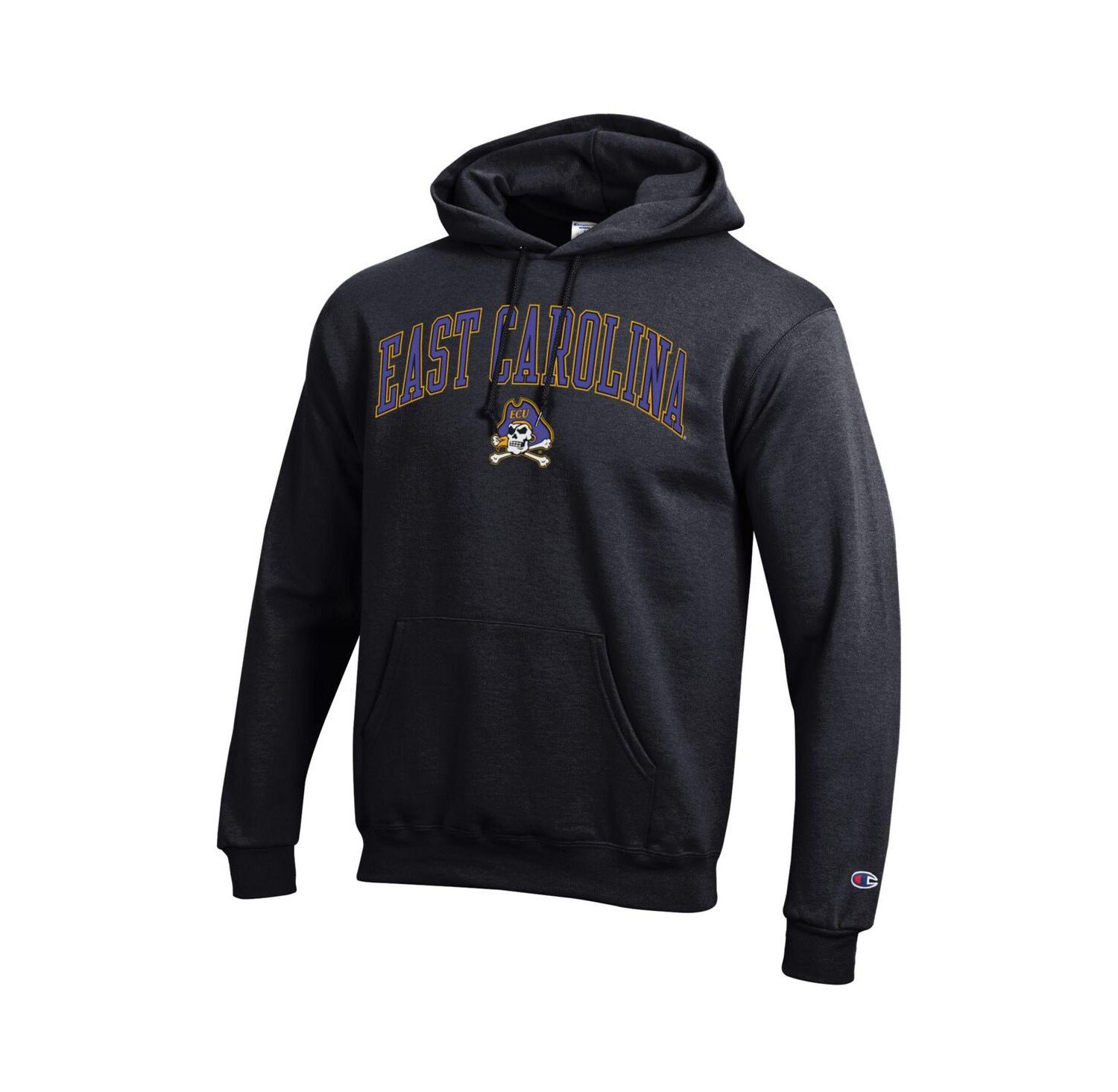 Men's Champion Purple ECU Pirates Arch Over Logo Pullover Hoodie