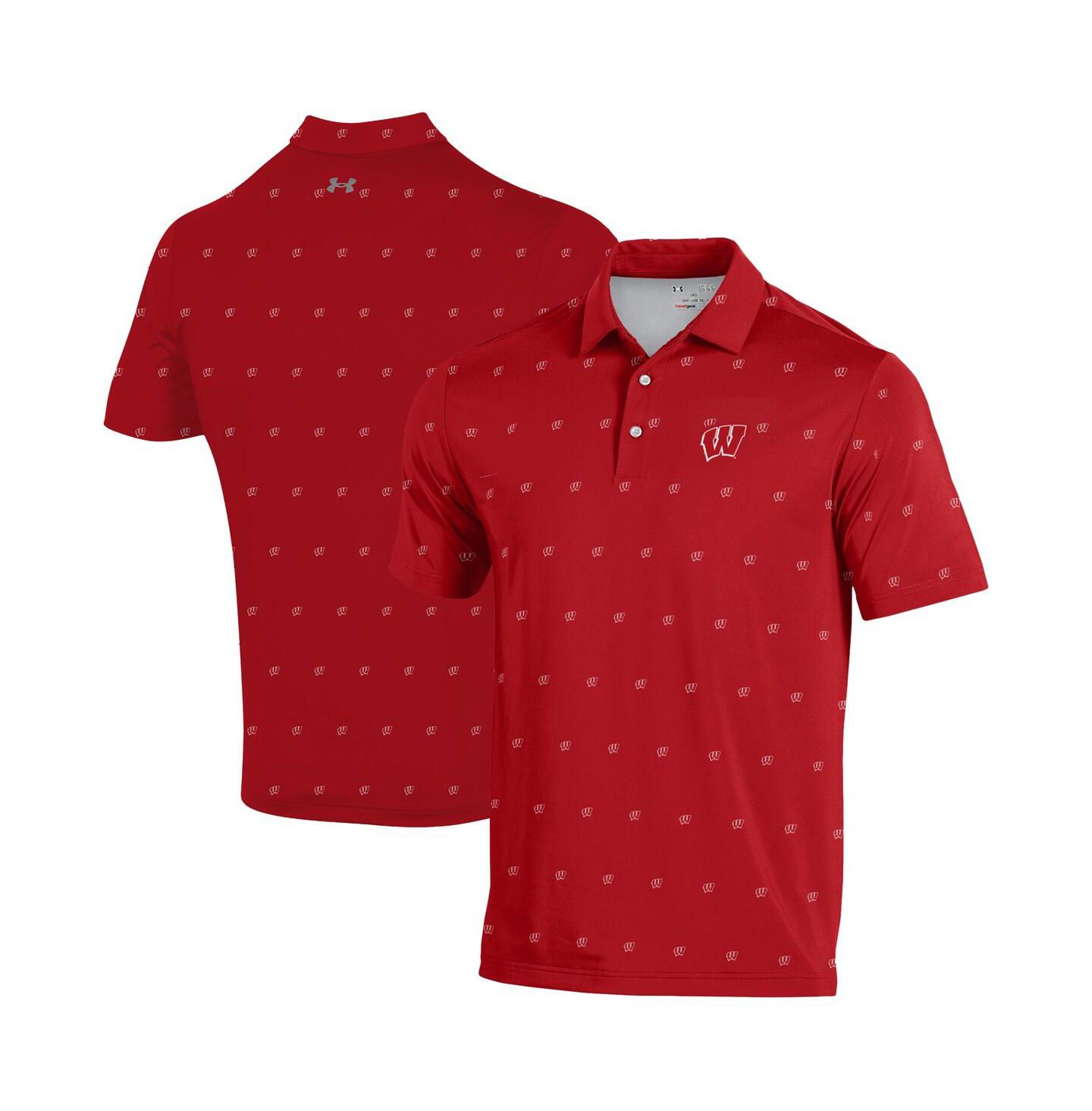 Мужское поло Under Armour Red Wisconsin Badgers Gameday ArmourFuse Polo Shirt — фото 1