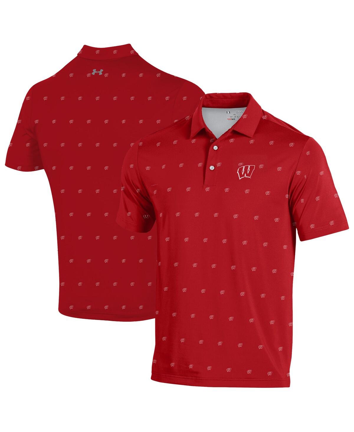 Under Armour Men's Red Wisconsin Badgers Gameday Armourfuse Polo Shirt In Red