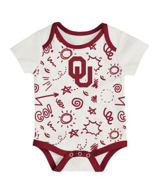 Baby Boys and Girls Oklahoma Sooners 3-Pack All Day Play Bodysuit Set