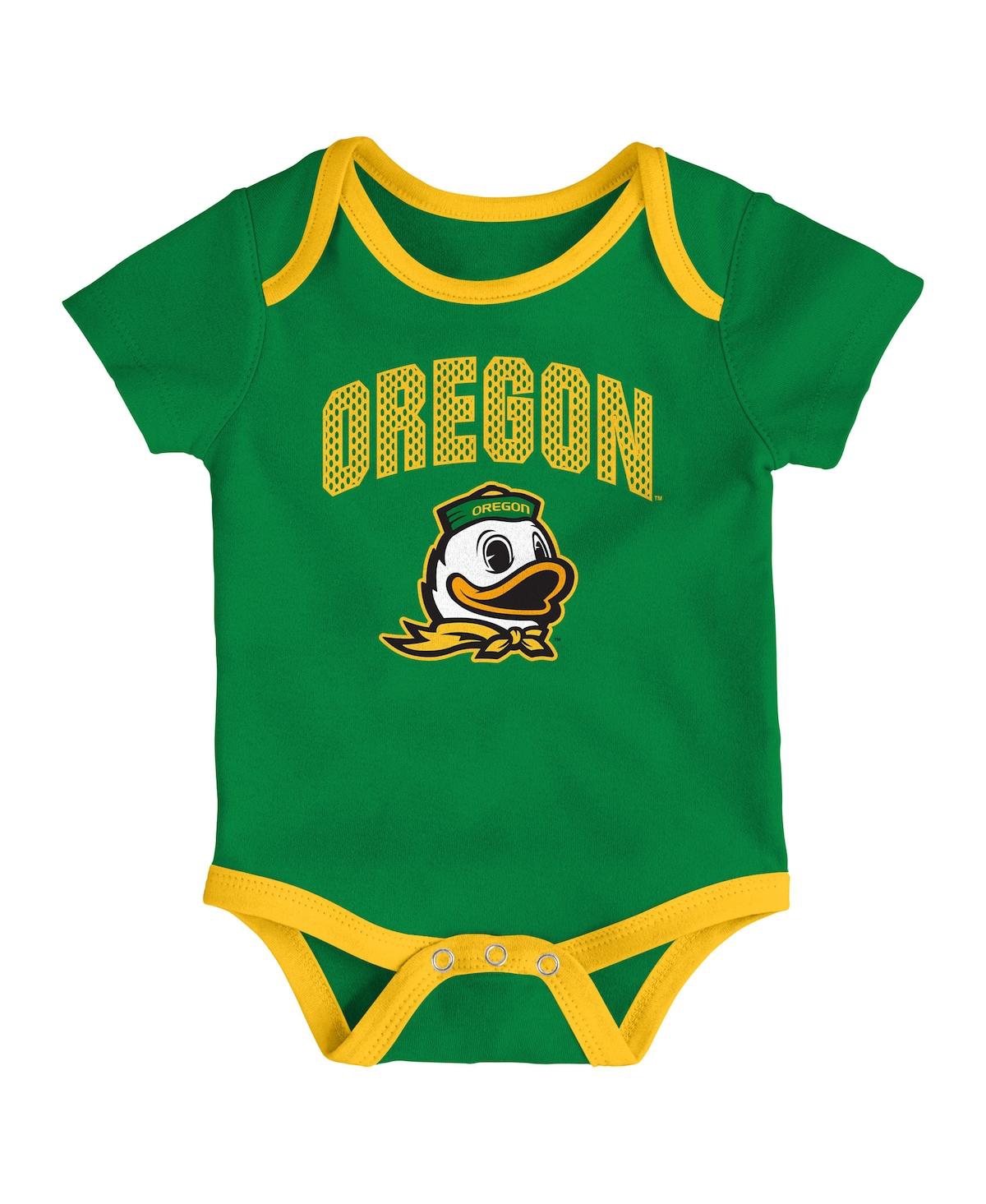 Outerstuff Baby Boys And Girls 3-piece Oregon Ducks All Day Play Bodysuit Set In Multi