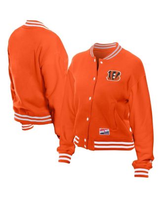 New Era - Women's Orange Cincinnati Bengals Throwback Fleece Full-Snap Jacket